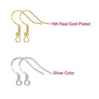 S925 Sterling Silver Earring Hooks - 8Pcs/4 Pairs Hypoallergenic 18K Gold Plated Ear Wires Fish Hooks for Jewelry Making, Jewelry Findings Parts with Rubber Earring Backs Stopper for DIY Jewelry - color: Regular Silver and Gold