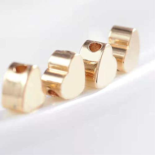 100 Pieces Gold Heart Shape Spacer Beads Small Hole Spacer Beads Metal Loose Beads for Making Bracelet Necklace Earring Accessories DIY Handmade Craft - color: Gold