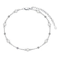 HPQQ Anklet Bracelet for Women 925 Sterling Silver Natural Stone Chain Bead Ankle Bracelet Beach Summer Fine Jewelry Mothers Day Birthday Gifts for Women Mom Wife - color: Anklet-9"-11"-Opal