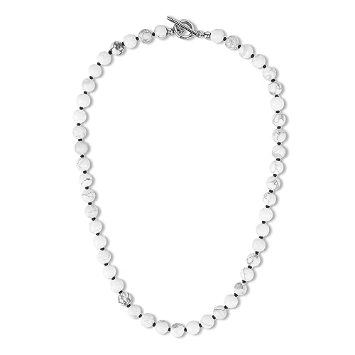 GAVU Hand-knotted Men's Beaded Necklace, Crystal Necklace for Men - color: Howlite, size: 24"