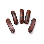 5PCS Natural Mahogany Obsidian Stone Rectangle Curved Beads Gemstone Pendants Connectors for DIY Bracelet Neclace Jewelry Making - color: Mahogany Obsidian