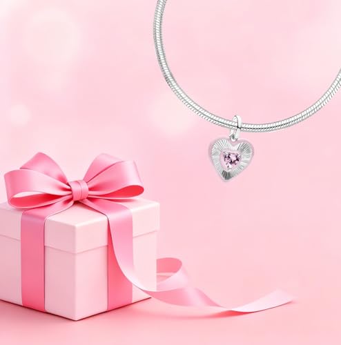 Mother Heart Charms for Bracelets Love Mom Flowers Charm Jewellery for Women - style: Heart Pink