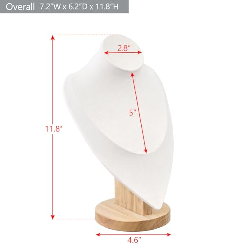 MOOCA Necklace Chain Jewelry Display Holder, Jewelry Stand, Necklaces Display Mannequin Bust Stand, Wood Sturdy Base, Cream Suede - color: Cream Suede