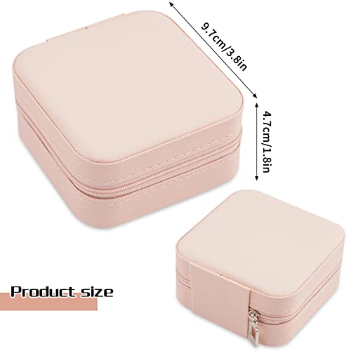 Neveika Portable Travel Mini Jewelry Box Leather Jewellery Ring Organizer Case Storage Gift Box Girls Women (pink). - color: pink