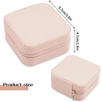 Neveika Portable Travel Mini Jewelry Box Leather Jewellery Ring Organizer Case Storage Gift Box Girls Women (pink). - color: pink