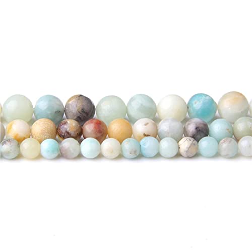 Natural Stone 6mm Amazonite Smooth Round Loose Beads Energy Gemstone DIY for Jewelry Making Bracelet Necklace 1 Strand 15" - color: Amazonite, size: 6mm