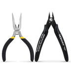 Mini Jewelry Pliers Set - 5 Inch Needle Nose & Flush Wire Cutters - Spring Loaded Precision Pliers for Jewelry Making, DIY Crafts, Model Building, Electronics - size: 5" Flush Cutter+5" Needle Nose