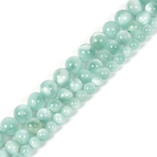 Natural Moss Green Angelite 8mm Gemstone Round Loose Beads Strand for DIY Bracelet Necklace Jewelry Making Bead - color: Moss Green Angelite, size: 8mm