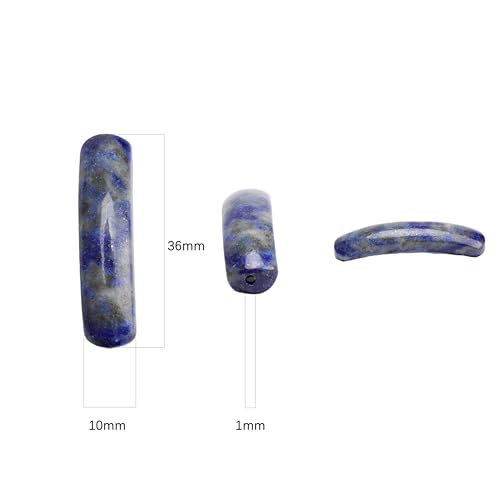 BEADIA Natural Curved Lapis Lazuli Stone Beads 36x10mm 4pcs for DIY Bracelet Jewelry Making - color: Lapis Lazuli