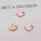 200 pcs Tiny Heart Enamel Charm Gold Plated Alloy Love Pendant Bracelet Earring Keychain Jewelry Crafts 6x8mm - color: Pink