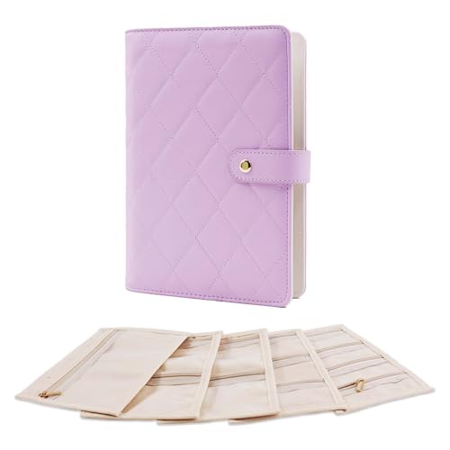 Travel Jewelry Organizer Case ， Portable Jewelry Organizers Storage Book, Compact Jewelry Roll for Earrings, Rings, Necklaces - Perfect Jewelry Travel Bag for Women - color: purple