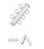 2pcs Adabele Authentic 925 Sterling Silver 3 Strands Multi-Strand Slide Lock Tube Clasp Set 20mm Hypoallergenic Nickel Free for DIY Layering Jewelry Making SS116 - color: Sterling Silver, size: 3-Strand clasp - 2pcs