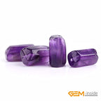 GEM-Inside 25Pcs 8x12mm Natural Amethyst Quartz Gemstone Faceted Freeform Tube Column Chakra Beads for Jewelry Making Full 15" Strand Power Energy Healing - color: Amethyst Quartz