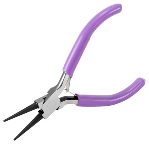 8 PCS 4.5 Inch Round Nose Jewelry Pliers, Purple Jewelry Making Grip with Double Leaf Spring, Perfect for Creating Bracelets, Earrings and Necklaces