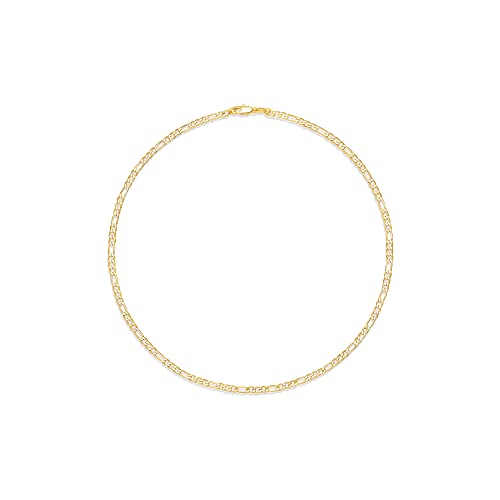 Amazon Essentials 14k Gold or Sterling Silver Plated Figaro Chain Necklace - color: Yellow Gold, size: 16", style: 4 mm