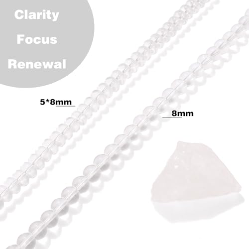 Raicegs 100pcs 5×8mm Rondelle Clear Quartz Beads Natural Gemstone Beads Abacus Disk Stone Loose Beads for Jewelry Making DIY Bracelets Necklace - color: Clear Quartz, size: 5×8mm Rondelle