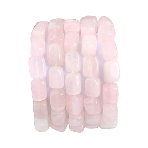 BEADIA Natural Rose Quartz Cuboid Stone Loose Semi Gemstone Beads for Jewelry Making 8mmx12mm 38cm/Strand - color: Rose Quartz, size: 8mm X 12mm