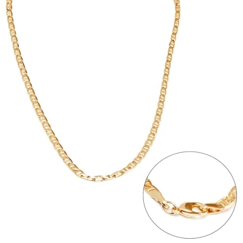 Barzel 18K Gold Plated Mariner Chain Necklace for Women, Flat Marina - Made in Brazil - color: 3.5MM Gold, size: 16 Inches