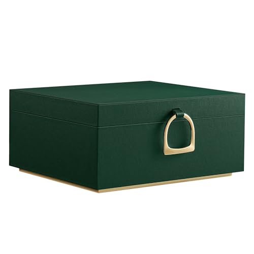 SONGMICS 2-Layer Jewelry Box, Jewelry Organizer with Handle, Removable Jewelry Tray, Jewelry Storage, Floating Effect, 8.1 x 9.4 x 4.3 Inches, Gift Idea, Forest Green UJBC165C01 - color: Forest Green