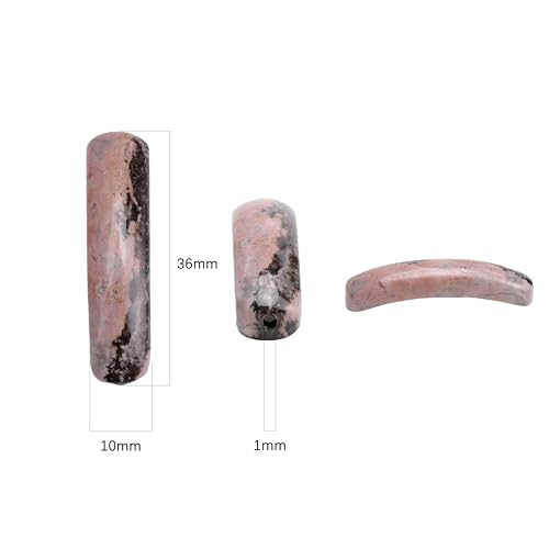 BEADIA Natural Curved Rhodochrosite Stone Beads 36x10mm 4pcs for DIY Bracelet Jewelry Making - color: Rhodochrosite