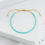 KELITCH Adjustable turquoise bead bracelet single color knitting friendship bracelet fashion jewelry daily wear gift (28 color selection) - color: Green 04X
