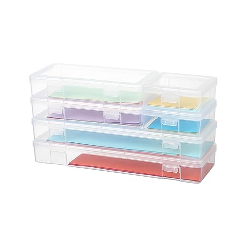 novelinks Plastic Clear Storage Containers for Organizing, Craft Storage Organizers and Stackable Storage Bins with Lids for Pencil Box, Bead, Cookie Cutter, Board Game (2 Small + 2 Medium + 2 Large) - color: 2 Small + 2 Medium + 2 Large -Clear