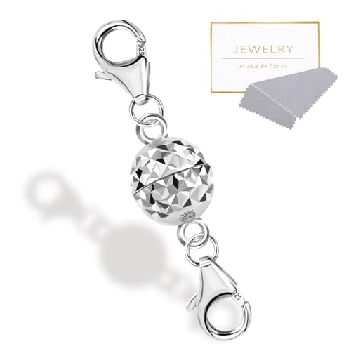925 Sterling Silver Magnetic Necklace Clasps and Closures Ball Sterling Silver Magnetic Jewelry Clasps for Necklaces Bracelet Disco Ball Clasp - color: E-Silver