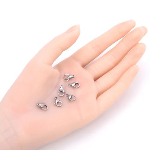 20pcs Adabele 304 Grade Surgical Stainless Steel 12mm (0.47 inch) Small Trigger Lobster Claw Clasp Hypoallergenic Connector for Craft Jewelry Making SJF12-3 - size: 12mm clasp
