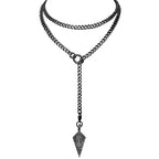 18K Gold Plated Knight's Shield Slip Chain for Women - color: Black, size: 39''