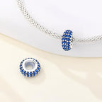 Spacer Stopper Beads for Bracelets & Necklaces, 925 Sterling Silver Beads | Smooth & Pave Cubic Zirconia (White, Blue, 18K Gold Plated) | Anti-Slide Separator Charms S925 Women Jewelry - color: 2Pcs Blue CZ Spacer