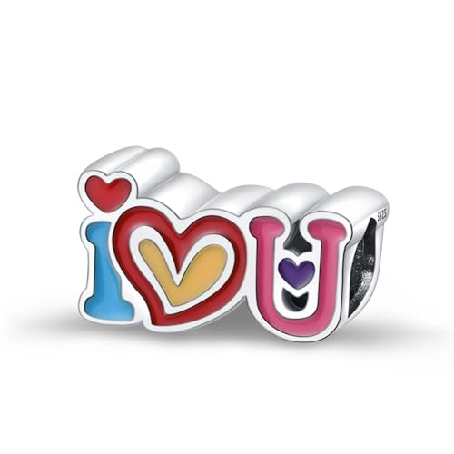 925 Sterling Silver Charms for Bracelets and Necklaces Charms for Women Fashion Jewelry for Women Friend and Mother - color: I LOVE U