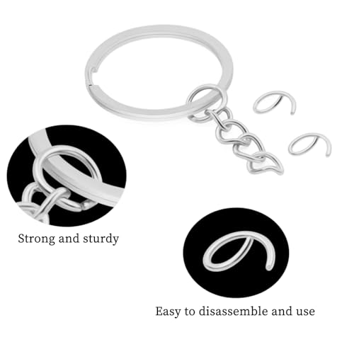 100Pcs Keychain Key Ring with Chain Bulk Split Key Chain,1.1 Inch Key Chains Parts with Open Jump Ring Connector for Jewelry Making Crafts (White K) - color: 100Pcs White K