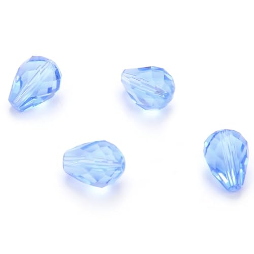 24pcs Adabele Austrian 8mm Faceted Teardrop Loose Crystal Beads Light Sapphire Blue Compatible with 5500 Swarovski Crystals Preciosa SST-814 - color: Light Sapphire Blue, size: 8mm x 6mm - 24pcs