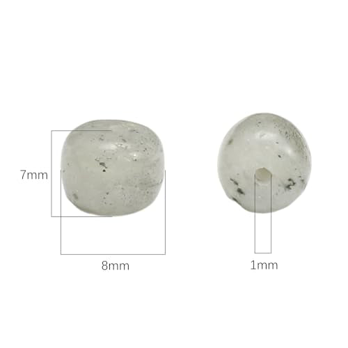 BEADIA Natural Spectrolite Flat Cut Round Drum Stone 8mmx7mm Loose Semi Gemstone Beads for Jewelry Making 38cm - color: Spectrolite