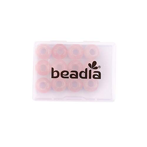 BEADIA Natural Rose Quartz Crystal Rondelle Stone with Large Hole (5.5mm) Loose Semi Gemstone Beads for Jewelry Making 14mmx7.5mm 12pcs - color: Rose Quartz, size: 14mm x 7.5mm