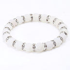 200PCS Rondelle Spacer Beads 4mm Silver Plated Czech White Crystal Rhinestone for Jewelry Making - color: 200Pcs Silver Plated/White, size: 4mm