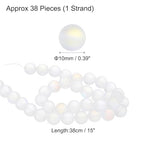 uxcell Matte Crystal Glass Beads 10mm Synthetic Frosted Shining Semi-Precious Round Loose Beads Synthetic Moonstone for Jewelry Making DIY Bracelet, White - color: White, size: 10mm