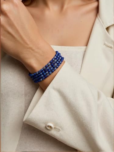 70pcs Natural Lapis Lazuli Stone Beads，4x6mm Egg Shape Loose Gemstone Beads for Jewelry Making Design Earring Necklace - color: lapis lazuli