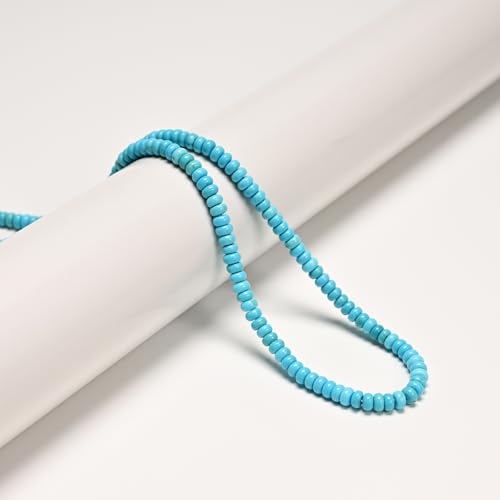 ICAI Beads Natural 2x4mm Rondelle Beads, Abacus Disk Stone Spacer Beads – Loose Natural Gemstone Beads for DIY Bracelet, Necklace, Jewelry Making (Blue Turquoise) - color: Blue Turquoise, size: 2x4