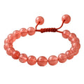 Amazing Gemstone Cherry Quartz Bracelet, Gifts For Men & Women - Protection Healing Crystal Bracelet - 8mm Gemstone Beaded Adjustable Bracelet, Pulseras Para Hombres Mujer Stocking Stuffers - color: Cherry Quartz