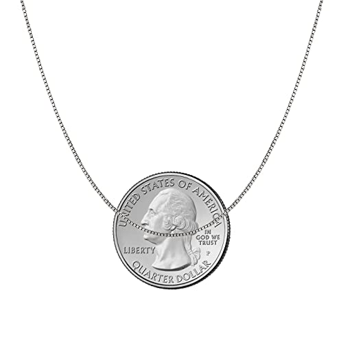 Savlano 925 Sterling Silver Solid 0.8mm Box Adjustable Bolo 14-24 Inch Chain Necklace For Women - Made in Italy Comes With a Gift Box - style: Rhodium Plated