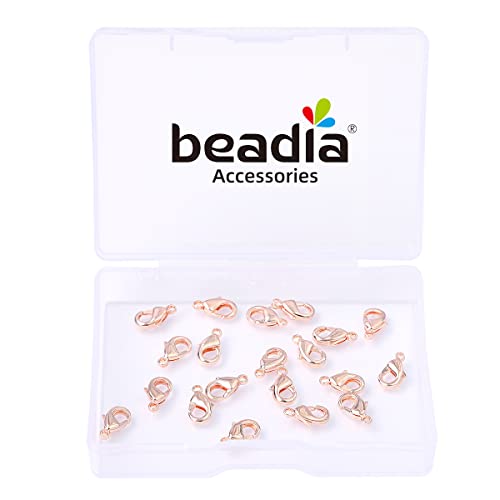 BEADIA Rose Gold Plated Lobster Clasps Non Tarnish 10mm 20pcs for Jewelry Making Findings - color: Lobster Clasps Rose Gold, size: 10mm