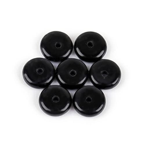 JOE FOREMAN 2x6mm Natural Polished Black Agate Stone Heishi Disc Rondelle Spacer Beads for Jewelry Making Full 15" Strand Energy Stone Healing Power Crystal - color: Black Agate