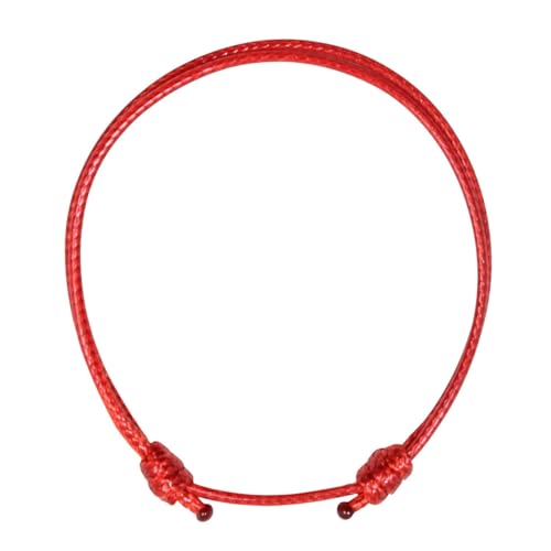 Luck Strings Adjustable Wax Nylon Cord Bracelet for Men Women Adult - Vegan Leather String | Unisex Waterproof Nautical & Surfer Style Friendship Gift, Minimalist - color: Red