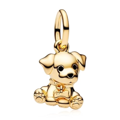 Love Family Friendship Graduation Mothers Nurses Day S925 Bead Pendant Charms for Pandora Bracelets Necklaces, Gifts Women, for Anniversary Birthday Valentines Day Christmas, Silver Gold - style: Dog Charm 14K Gold Plated