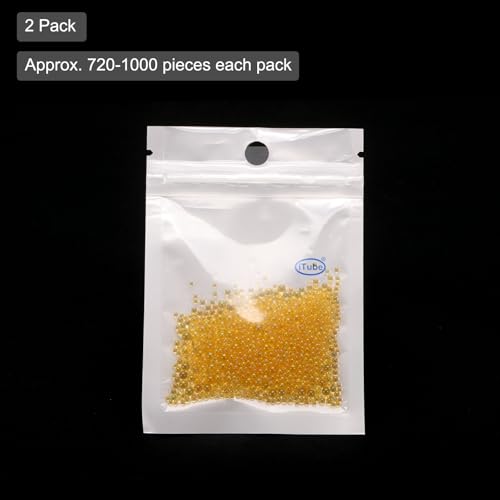 Iridescent Glass Tiny Bubble Beads, 0.4-3mm 20g No Hole Micro Mini Round Gold Water Droplets Beads - Applications: for Resin Filler, Nail Art, Dollhouse Bath Tub, 2-Pieces - color: Gold, size: φ0.4-3mm