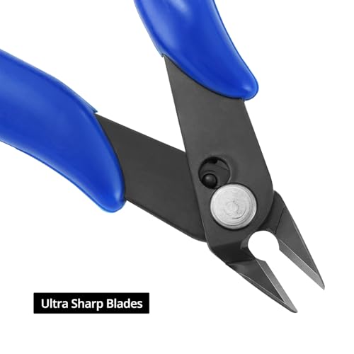 QWORK Small Wire Cutters,10 Pack 170 Micro Flush Cutter – 5 Inch Diagonal Cutting Pliers for Electronics, Models, Jewelry Making