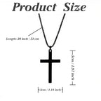 Cross Necklace for Men Silver Premium Alloy Solid Color Cross Pendant Necklace for Men Women Teens - color: Black-Stainless Steel-20inch