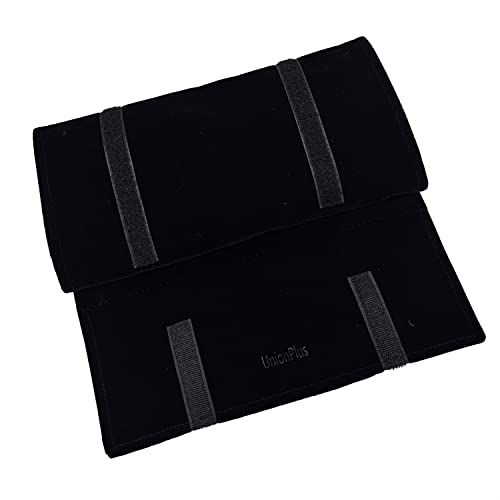 UnionPlus Velvet Travel Jewelry Case Roll Bag for Necklaces Brackets Earrings Rings, Black - color: Black Multi, size: Medium