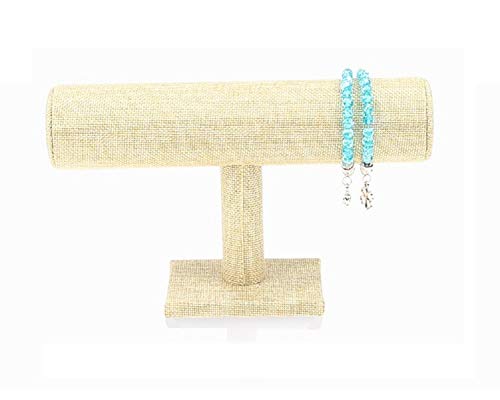 ChezMax Necklace Jewelry Display Jewelry Stand Hovering T-Bar Bracelet Holder for Home Organization - color: I-Linen